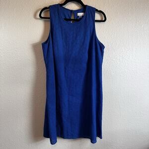 Calvin Klein Dress 12 Blue Eyelet Sleeveless Lined Sheath 100% Cotton‎ Summer